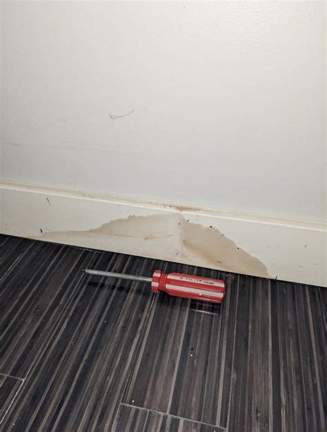 Water leaked under baseboard (under window) during storm